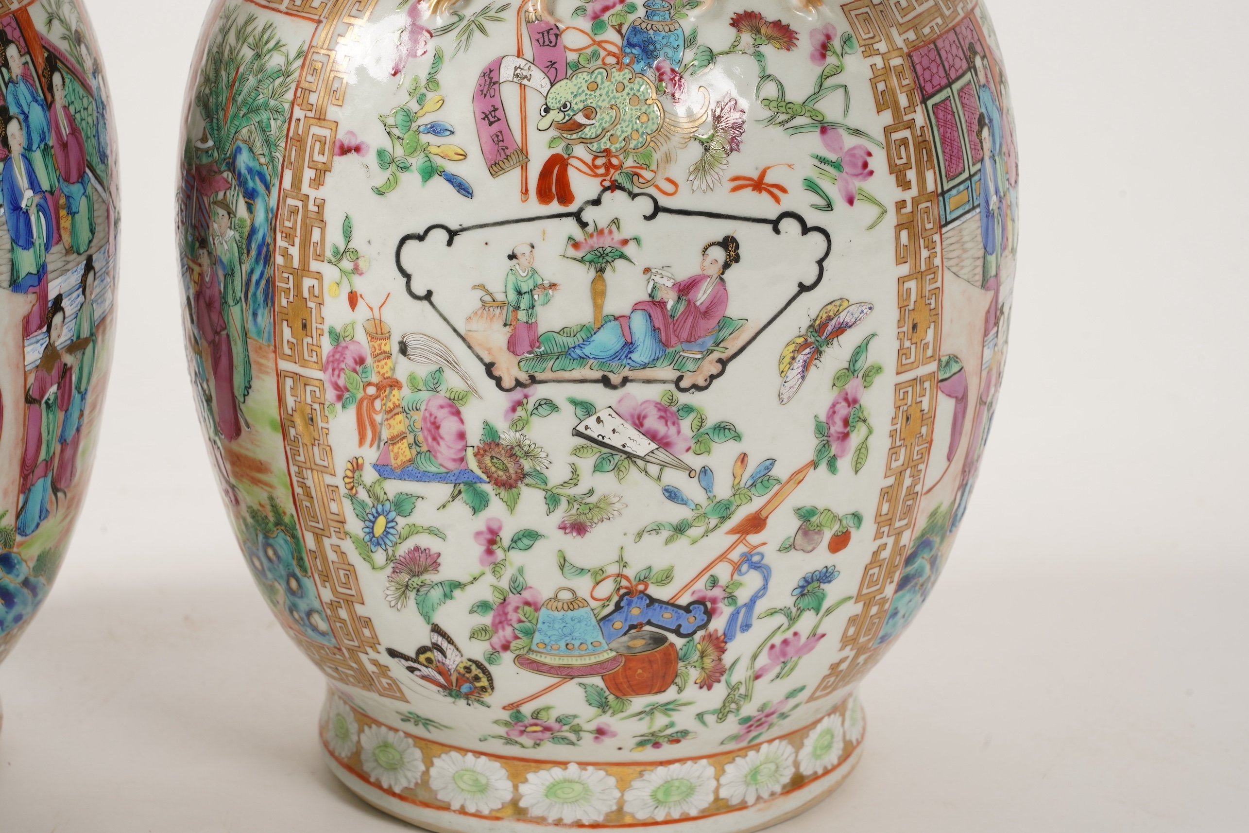A pair of Chinese famille rose vases, Daoguang period, c.1830